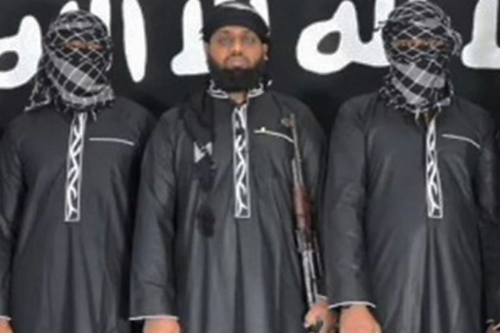 National Thowheed Jamath leader Zahran Hashim (C). Photo: AFP