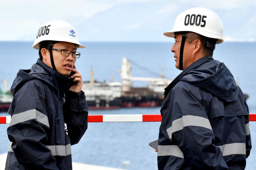 Workers on a project to build a bridge to link the Croatian peninsula of Peljesac with the which is being carried out by a Chinese company. Photo: AFP