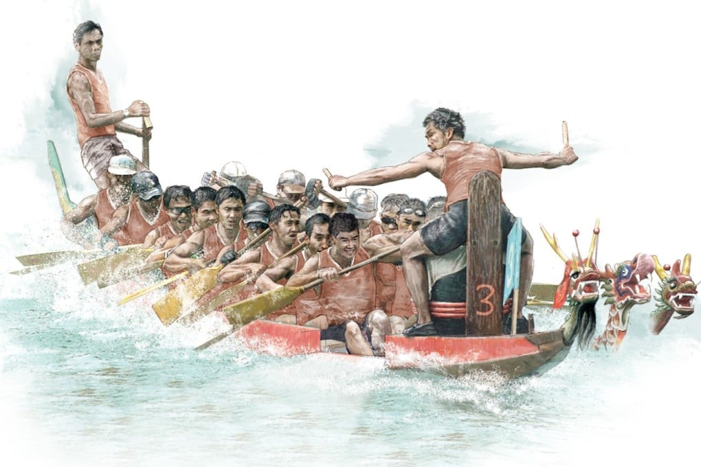 The crew of a dragon boat is assigned different places in a boat based on their individual strengths and aptitudes.