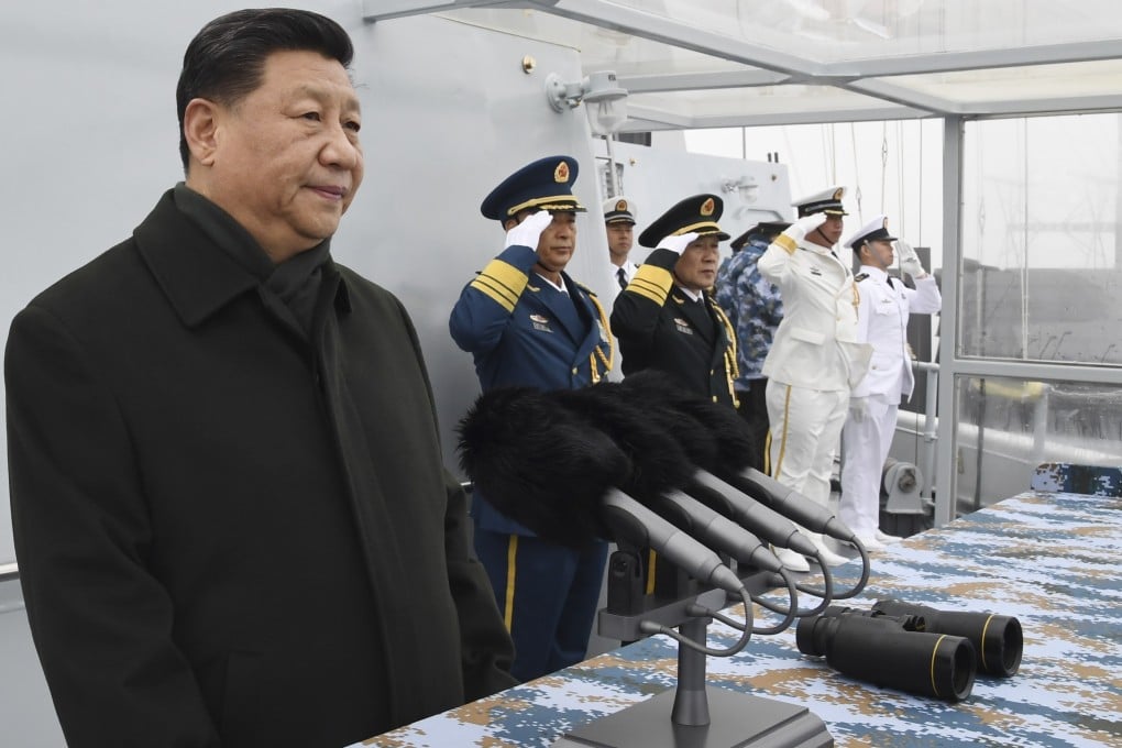 Chinese President Xi Jinping reviews a multinational fleet during a naval parade to mark the 70th founding anniversary of the Chinese People's Liberation Army Navy. Photo: Xinhua