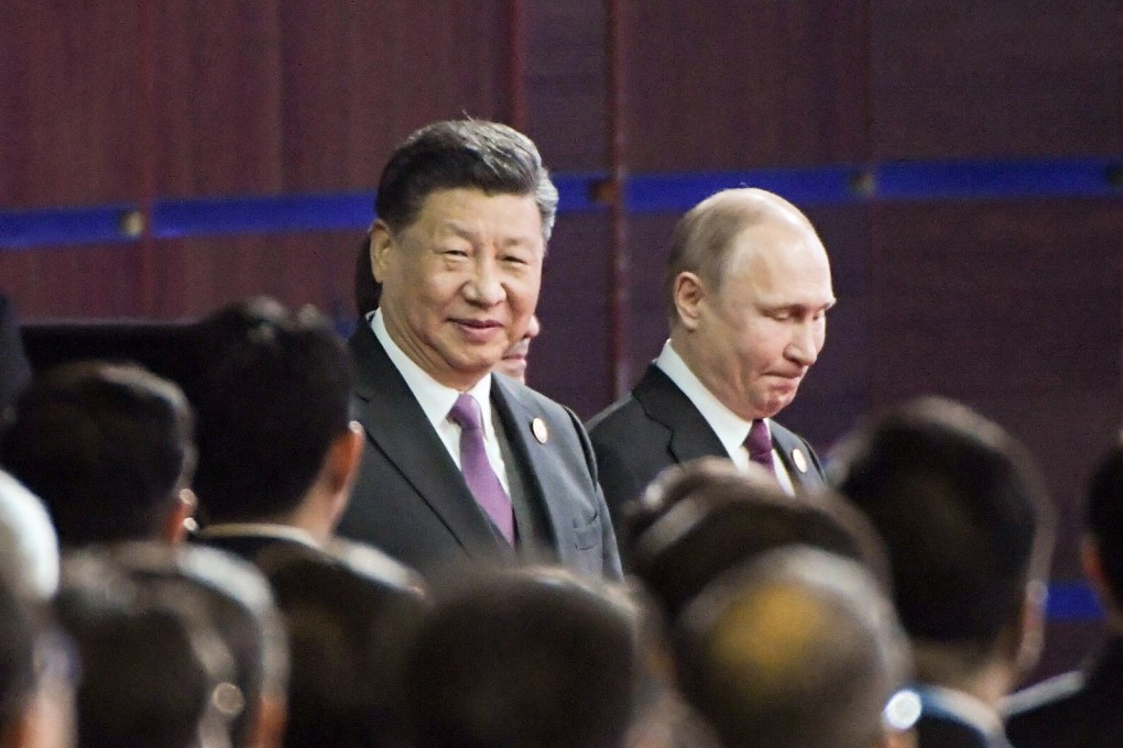 Chinese President Xi Jinping (left) and Russian President Vladimir Putin arrive for the opening ceremony of the Belt and Road Forum in Beijing. Photo: AFP