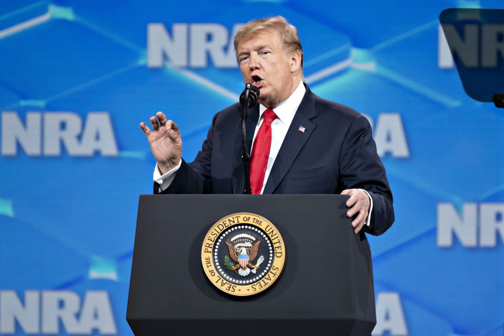 US President Donald Trump speaks during the NRA annual meeting on Friday. Photo: Bloomberg