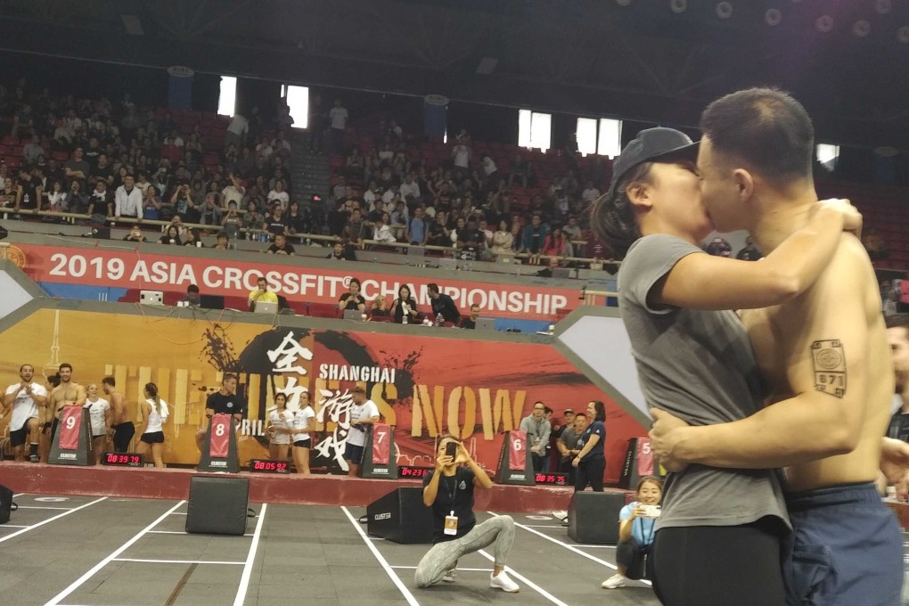 Dabai Yang (right) and Serena Shen embrace after getting engaged. Photos: Patrick Blennerhassett