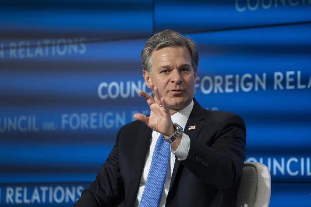 Christopher Wray, director of the Federal Bureau of Investigation (FBI), speaks during an event at the Council on Foreign Relations in Washington. Photo: Bloomberg