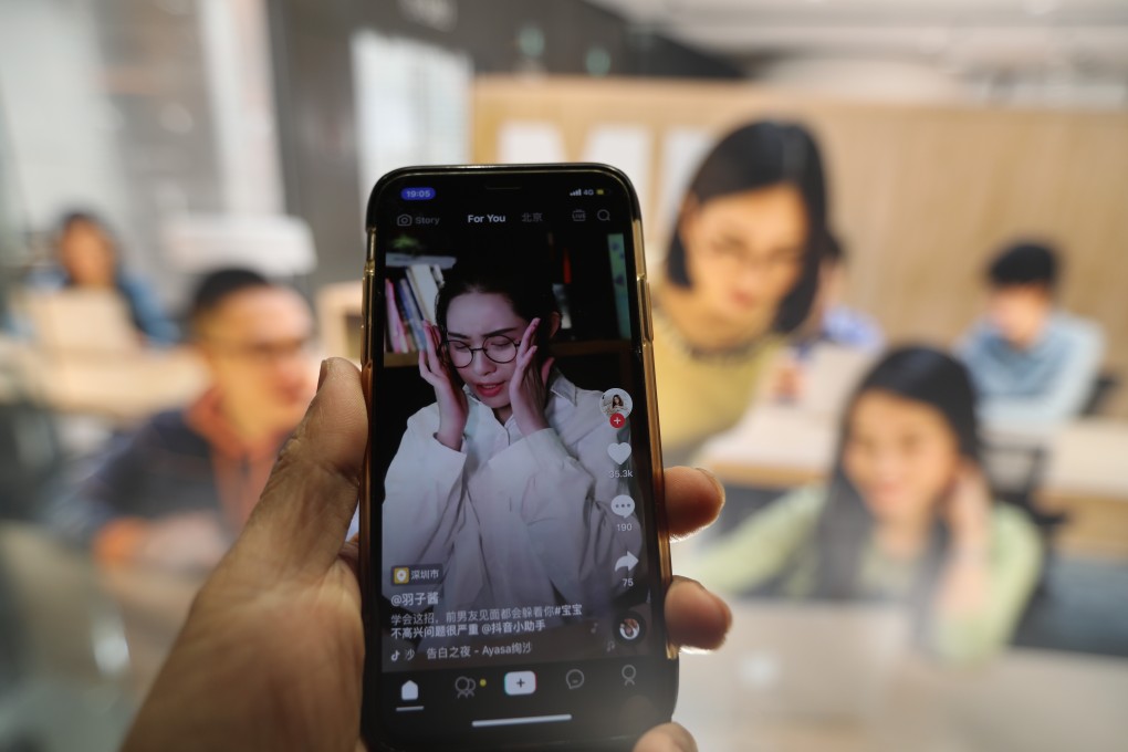 A smart phone shows living streaming of Douyin, known as TikTok overseas. Photo: SCMP/Simon Song