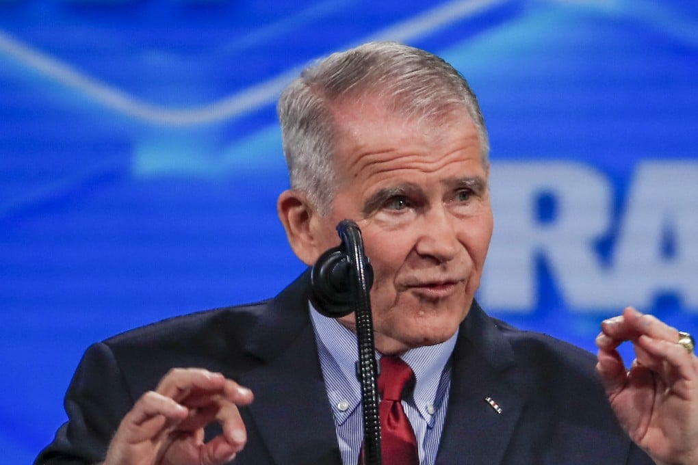NRA President Lieutenant Colonel Oliver North speaks at the 2019 National Rifle Association Annual Leadership Forum. Photo: EPA-EFE