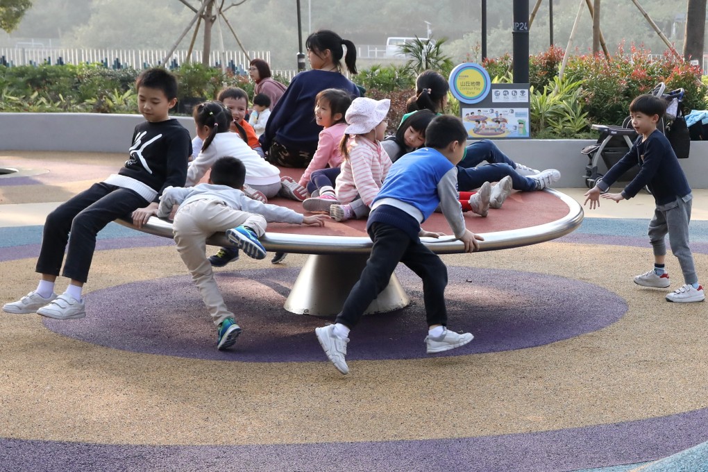 Children play at Hong Kong’s first barrier-free government playground in Tuen Mun Park. Photo: K.Y. Cheng