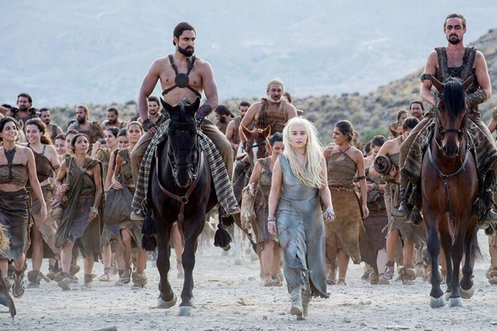 Daenerys Targaryen with the Dothraki in Game of Thrones.