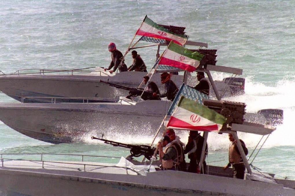 Iranian Revolutionary Guards man their speedboats in the Persian Gulf off the port of Bandar Abbas. Photo: AFP