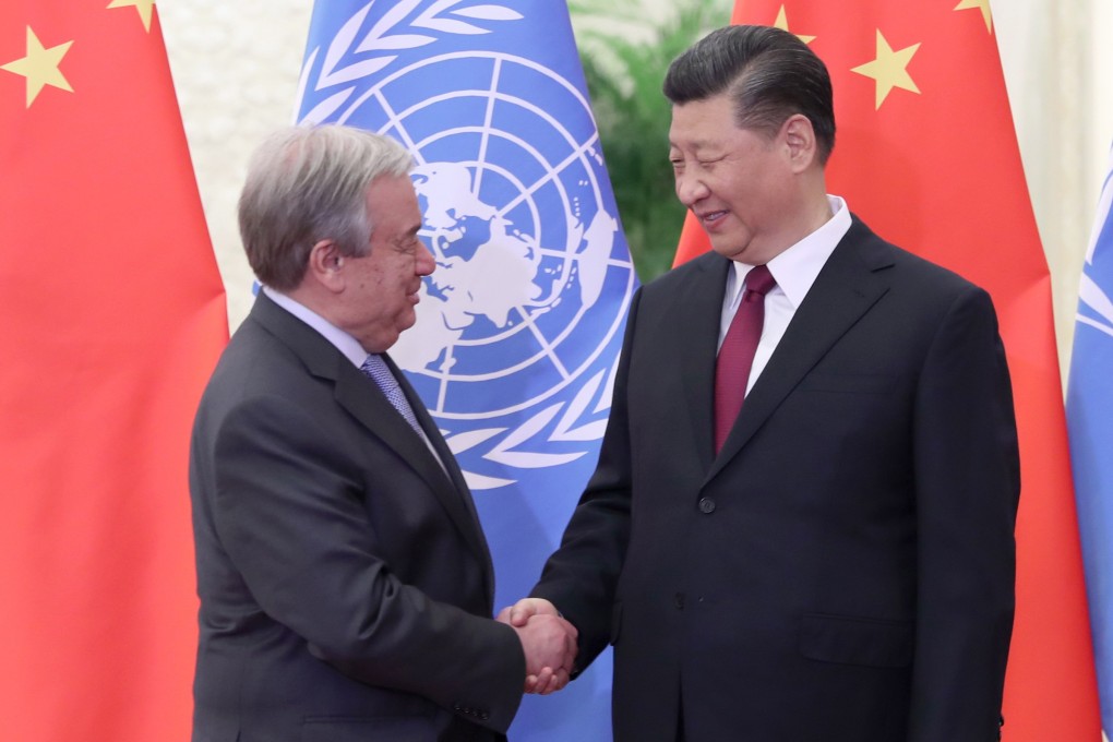 UN Secretary General Antonio Guterres meets Chinese President Xi Jinping in Beijing on Friday. Photo: Xinhua