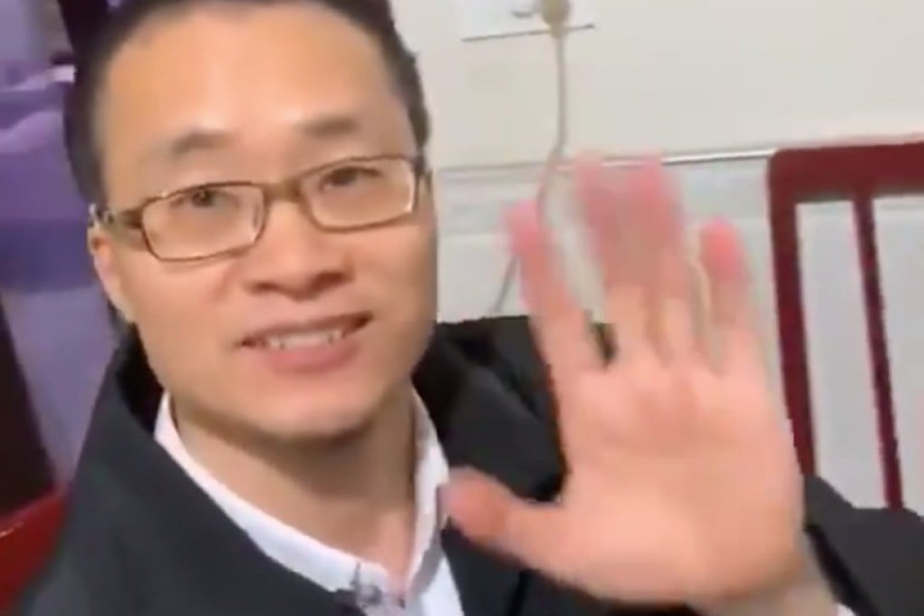 Human rights lawyer Tang Jingling returned to his hometown in Jingzhou, Hubei province on Monday evening after he was released from jail. Photo: Twitter
