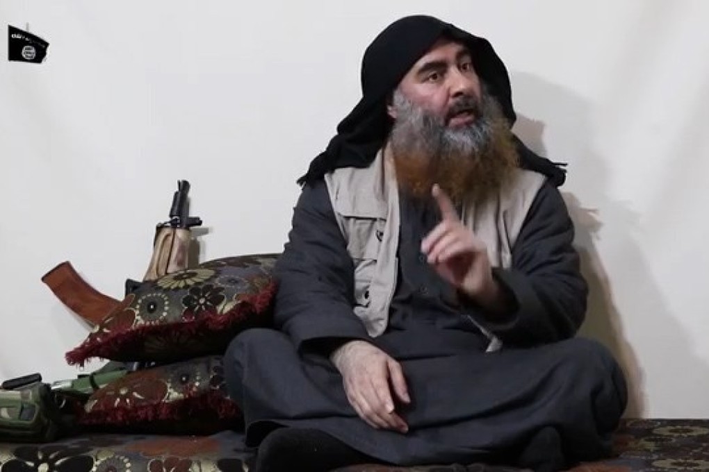 A screen grab from a video released on Monday, in which Islamic State leader Abu Bakr al-Baghdadi appears for the first time in five years. Photo: Al-Furqan via AFP