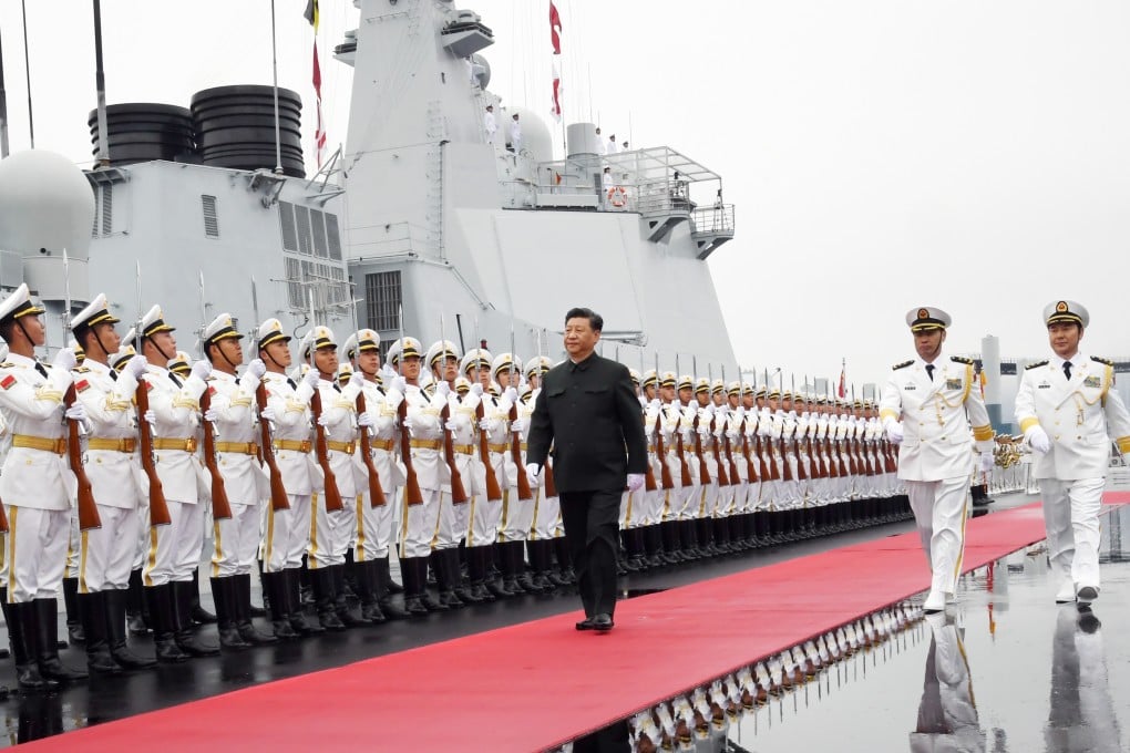 Chinese President Xi Jinping inspects honour guards before boarding the destroyer the Xining at a pier in Qingdao, where a naval parade marked the 70th anniversary of the Chinese navy on April 23. Photo: Xinhua (190423) -- QINGDAO, April 23, 2019 (Xinhua) -- Chinese President and Central Military Commission Chairman Xi Jinping inspects the honor guards of the Chinese People's Liberation Army (PLA) Navy before boarding the destroyer Xining at a pier in Qingdao, east China's Shandong Province, on April 23, 2019. Xi, also general secretary of the Communist Party of China Central Committee, is here to review a naval parade staged to mark the 70th founding anniversary of the PLA Navy. (Xinhua/Li Gang)