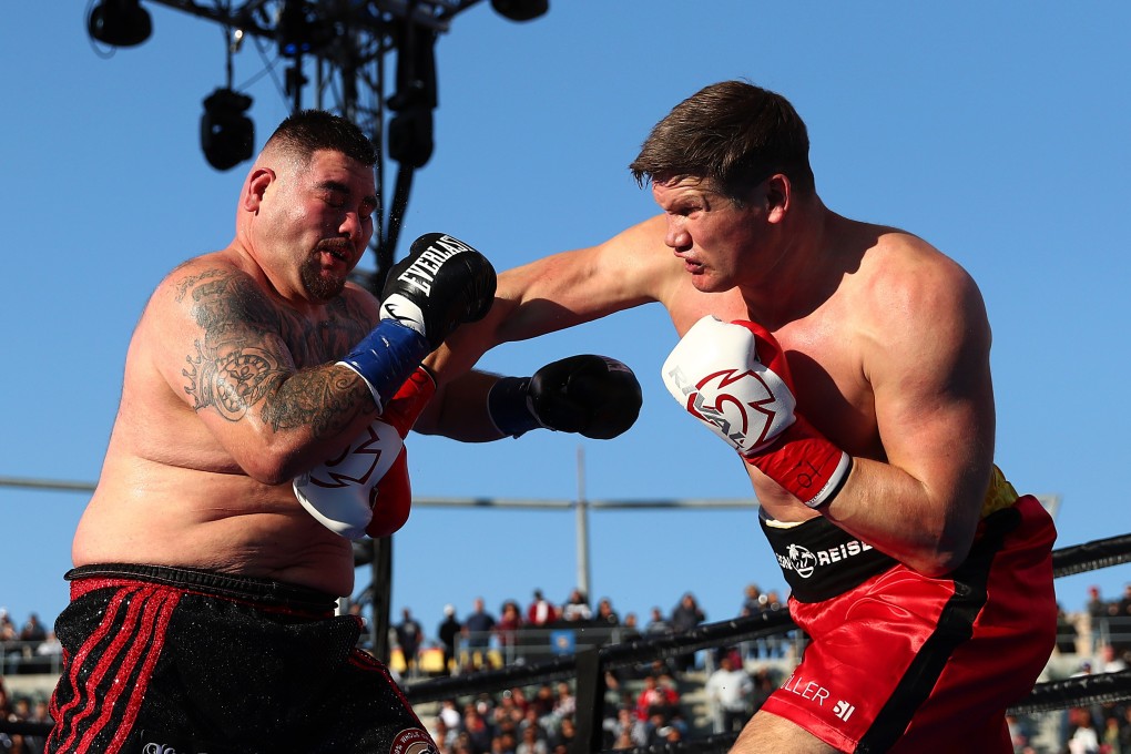 Andy Ruiz Jnr is hit by a hard right by Alexander Dimitrenko during their heavyweight fight in Carson, California last month. Photo: AFP