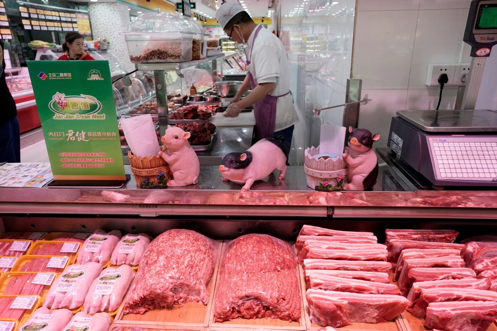 Pork for sale at a supermarket in Beijing on April 11, 2019. Photo: REUTERS