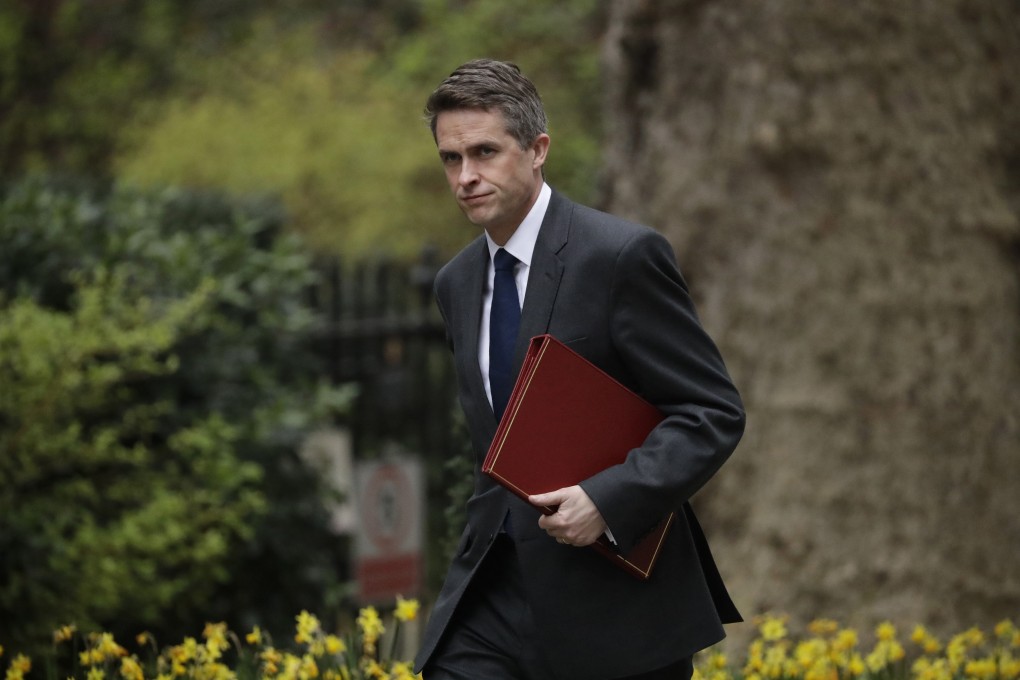 Britain's Secretary of State for Defence Gavin Williamson outside Downing Street on April 2. Photo: AP