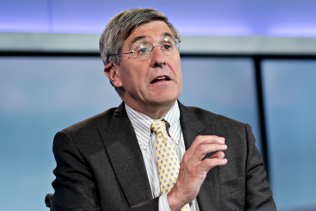 Stephen Moore, visiting fellow at the Heritage Foundation, speaks during a Bloomberg Television interview in Washington, D.C., U.S., on Thursday, May 2, 2019. President Donald Trump's selection for the Federal Reserve Board of Governors, Stephen Moore, said he is "all in" for the central bank despite growing objections to his potential nomination among Senate Republicans. Photographer: Andrew Harrer/Bloomberg