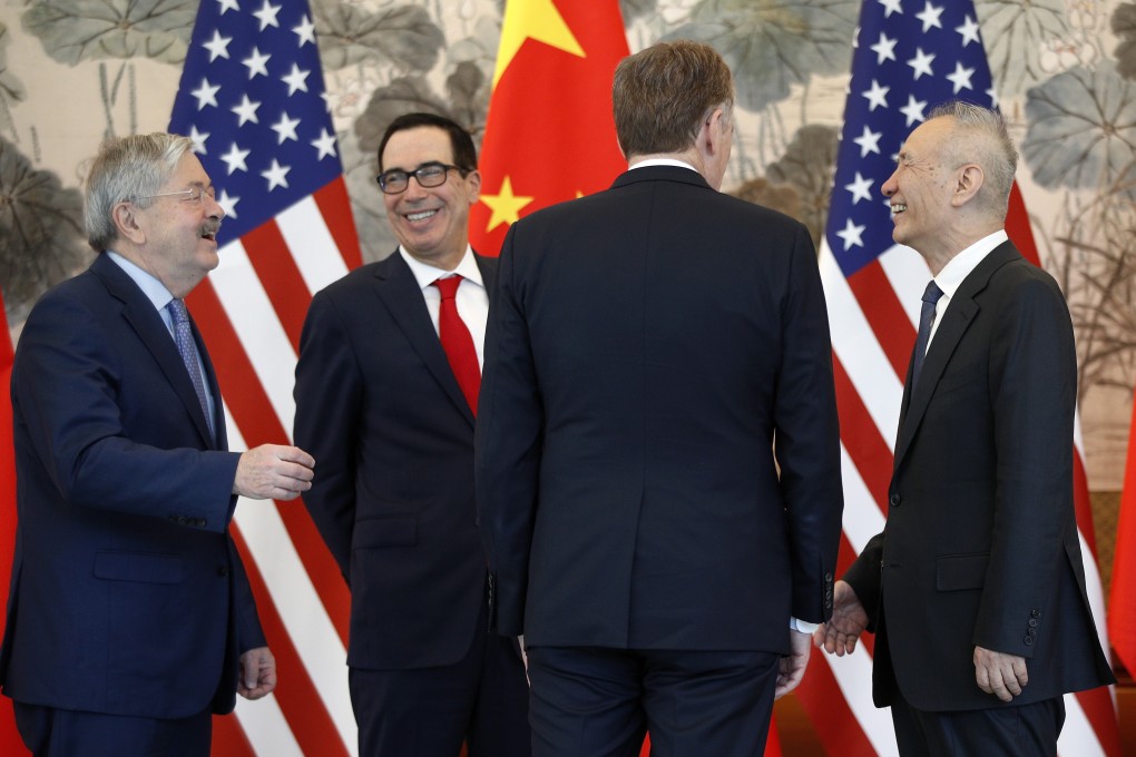 US Ambassador to China Terry Branstad (left), US Treasury Secretary Steven Mnuchin, US trade representative Robert Lighthizer and Chinese Vice-Premier Liu He in Beijing this week. Photos: EPA