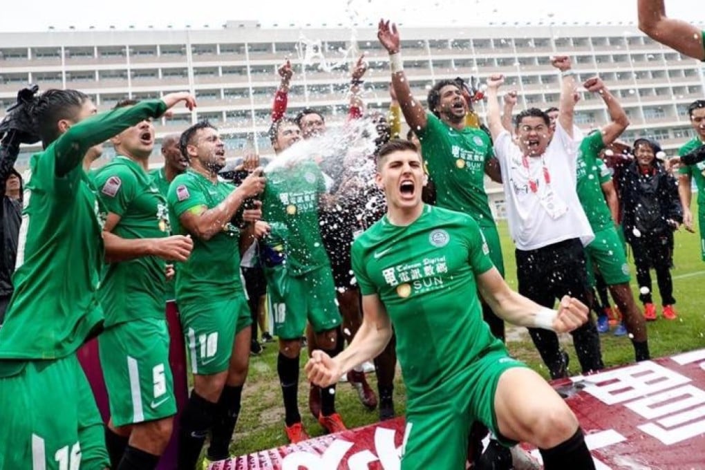 Tai Po celebrate winning the Hong Kong Premier League in Guangzhou. Photo: Tai Po FC