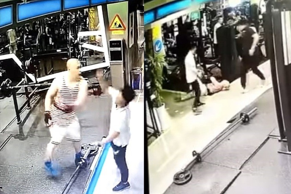 The bully slaps the little guy at first before the surprise ending. Photos: YouTube