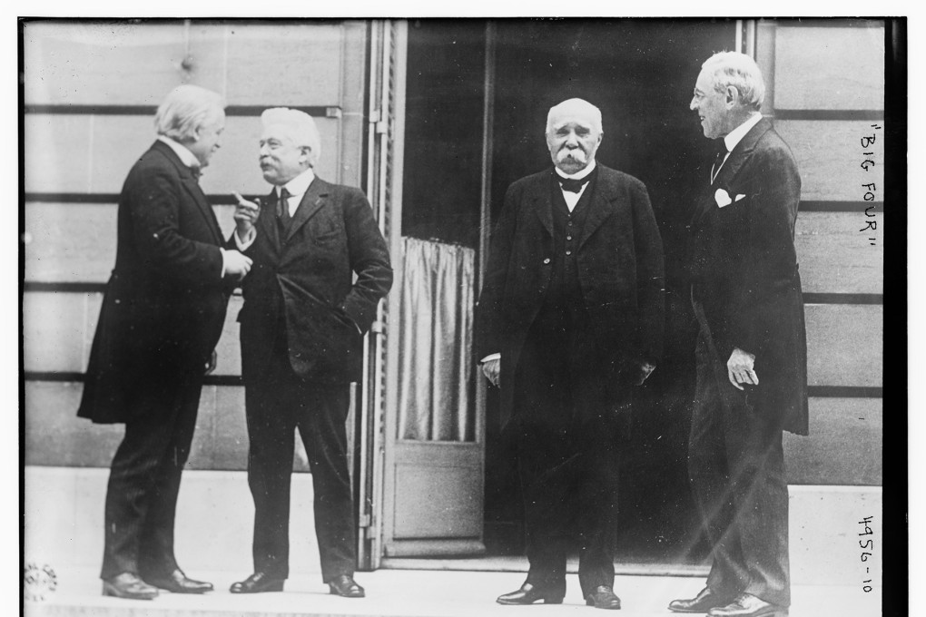 From left, British prime minister David Lloyd George, Italian premier Vittorio Orlando, French premier Georges Clemenceau and US president Woodrow Wilson meet in May 1919 to discuss the newly formed League of Nations, to help resolve problems. Photo: Library of Congress Prints and Photographs Division