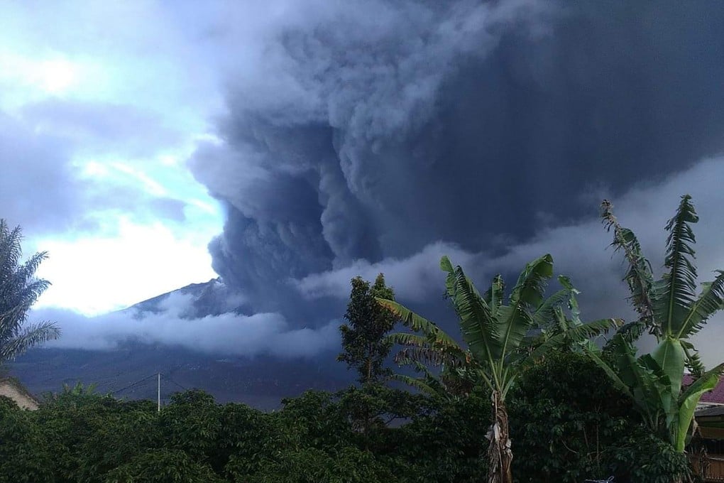 Mount Sinabung spews thick volcanic ash on May 7. Photo: Handout