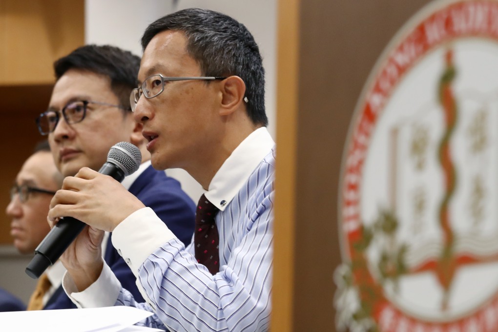 Dr David Lam, vice-president of the Hong Kong Medical Association, speaks to the press in 2018. Photo: Nora Tam