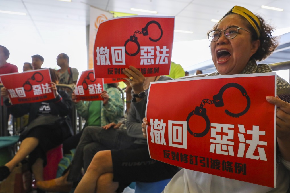 Opponents to the proposed extradition bill rally outside the Legislative Council building, where the amendments were to be discussed, on May 4. Photo: Edmond So