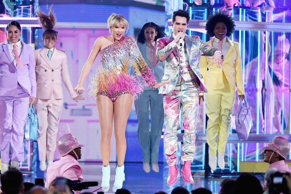Taylor Swift performs her latest song ME! with Brendon Urie at the 2019 Billboard Music awards in Las Vegas, the US.