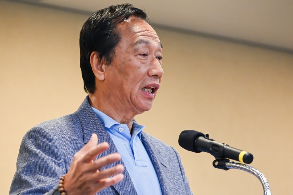 Foxconn chairman Terry Gou at a news conference in Taipei on Monday. Photo: Bloomberg