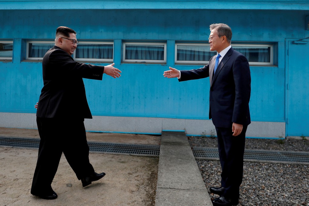 North Korean leader Kim Jong-un and South Korean President Moon Jae-in. Photo: Reuters