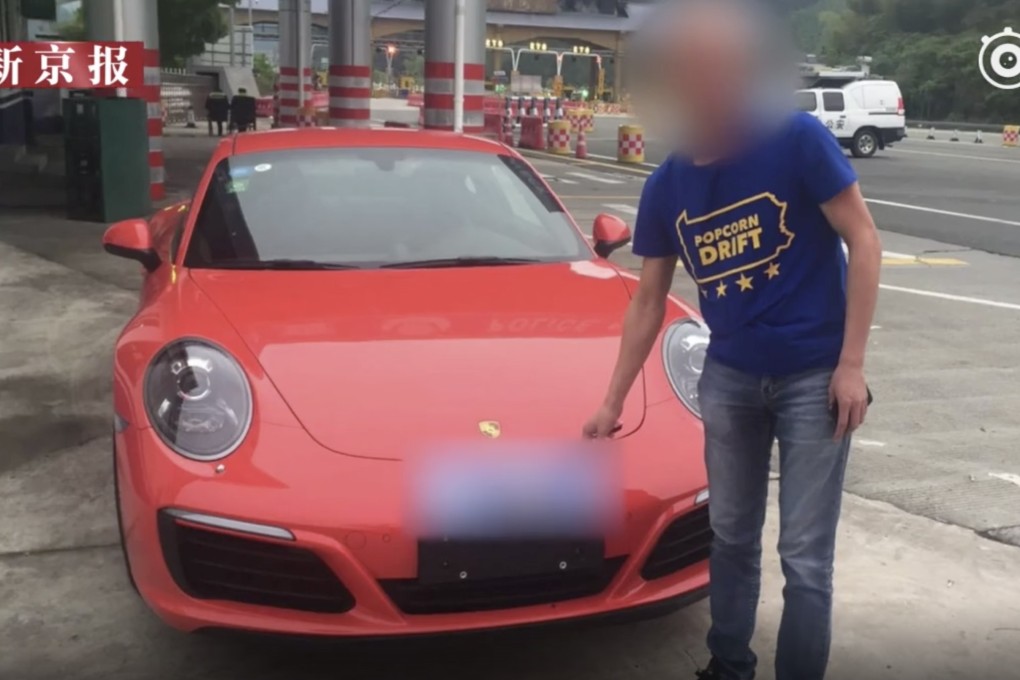 A motorist in Zhejiang province must retake a driver education exam after he drove his new Porsche with out-of-date number plates. Photo: Miaopai