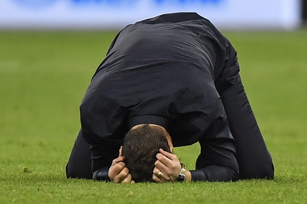 Tottenham manager Mauricio Pochettino celebrates on the pitch after Lucas Moura’s match-winning goal in their Champions League semi-final against Ajax. Photo: AP