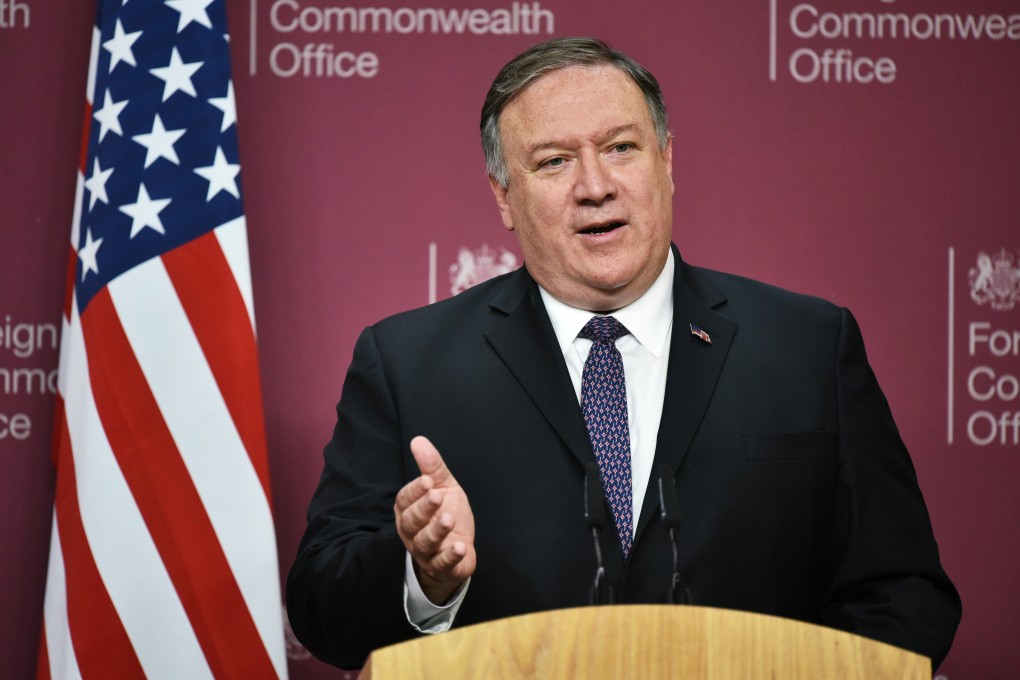 US Secretary of State Mike Pompeo speaks during a joint news conference with Britain's Foreign Secretary Jeremy Hunt at the Foreign Office in London on Wednesday. Photo: Reuters