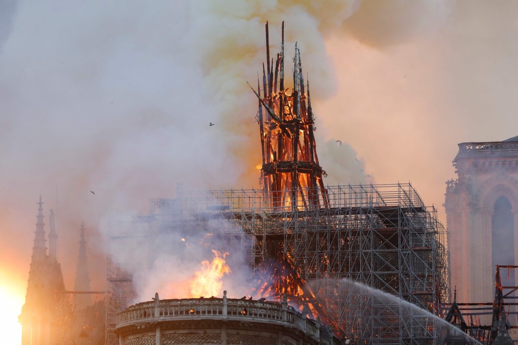 Flames rise from Notre Dame Cathedral in central Paris, on April 15. Photo: AFP