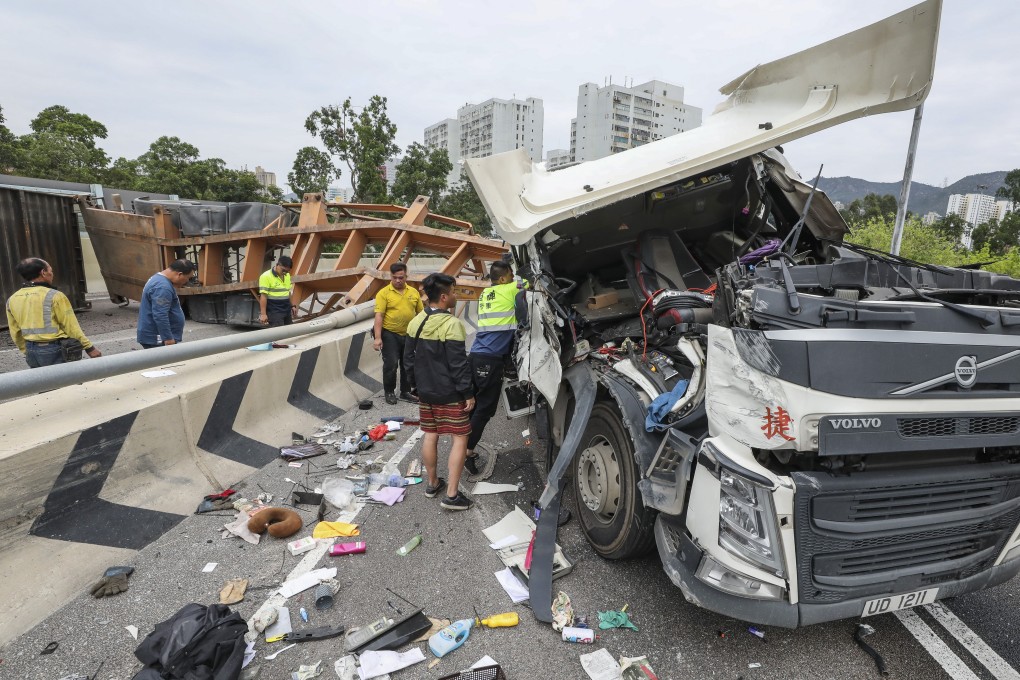 The scene of a traffic accident in Tuen Mun on March 16. Even “damage only” traffic accidents, that result in no injury, do have an economic cost. Photo: Felix Wong