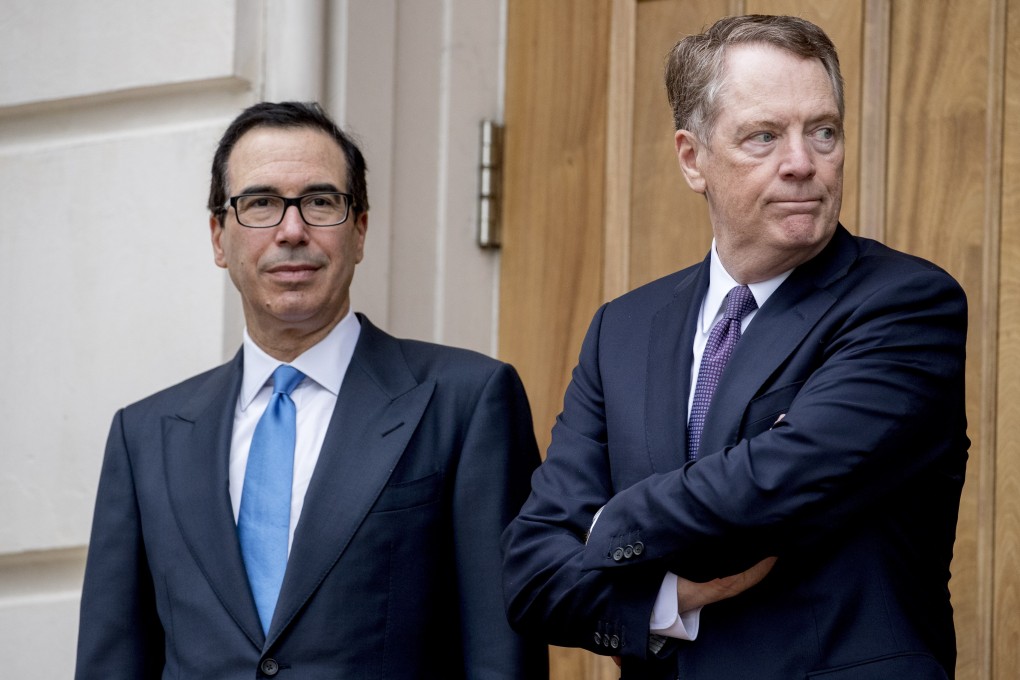 US Treasury Secretary Steve Mnuchin (left) and US Trade Representative Robert Lighthizer are seen outside the Office of the United States Trade Representative in Washington on Friday. Photo: AP