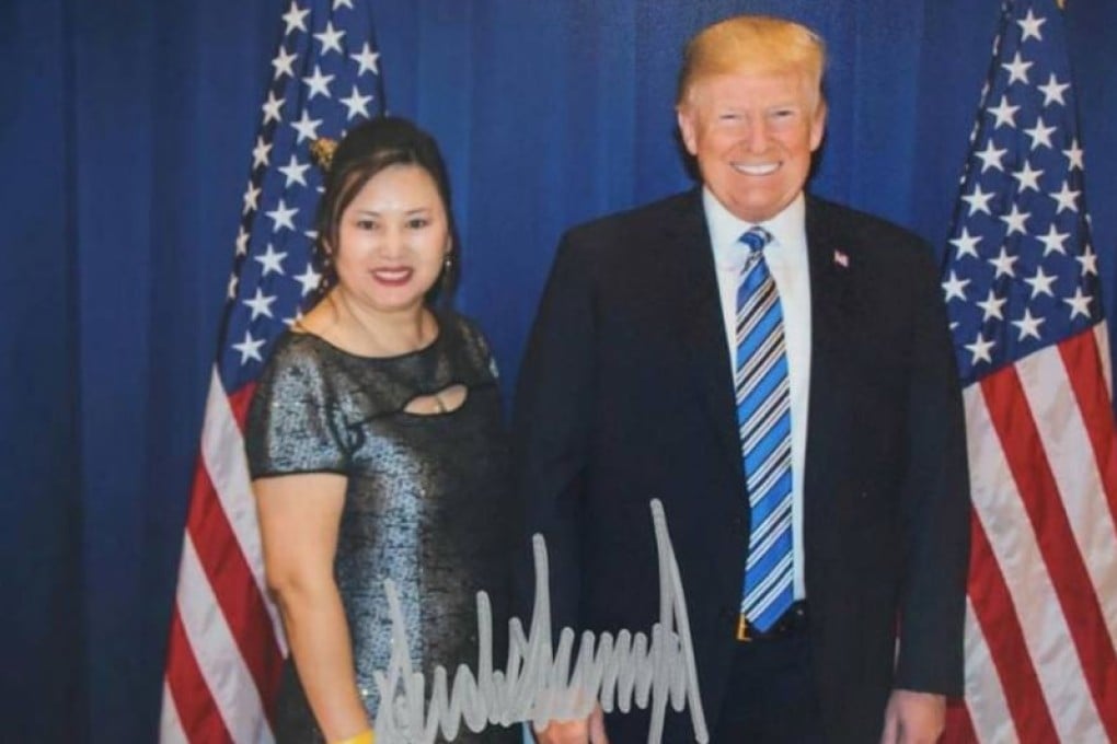 Li ‘Cindy’ Yang with US President Donald Trump in a photo signed by Trump that Yang posted on her Facebook page. Photo: Facebook/Li Yang