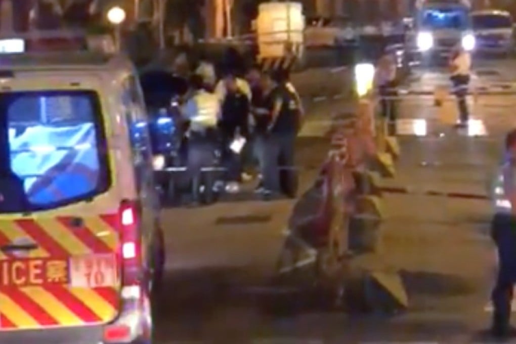 Officers investigate the scene after the shots were fired. Photo: Facebook