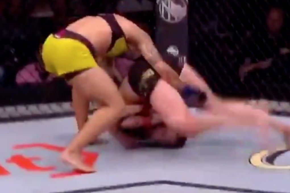 Jessica Andrade slams Rose Namajunas onto her head. Photos: Twitter