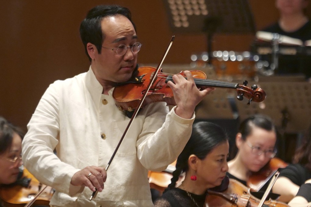 South Korean violinist Won Hyung Joon performs at the Shanghai Oriental Arts Centre in Shanghai on Sunday. Photo: AP