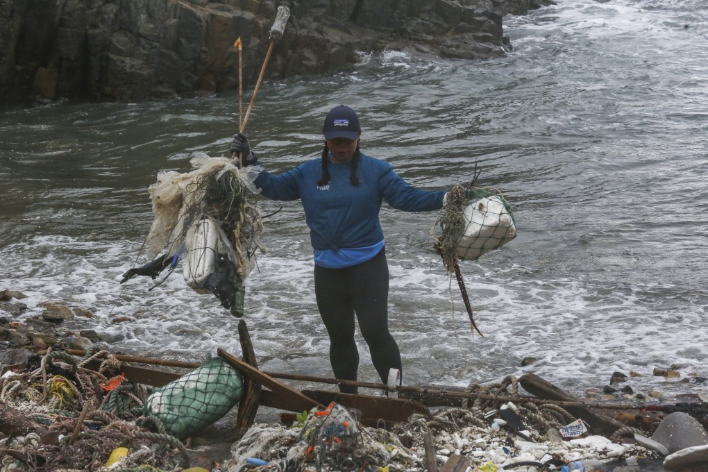 The Filipino Dynamos are one of six teams taking part in the month-long Adventure Clean Up Challenge where teams clean hard-to-reach coastal areas of Hong Kong Island. Liza Avelino is leading the team. Photo: Jonathan Wong
