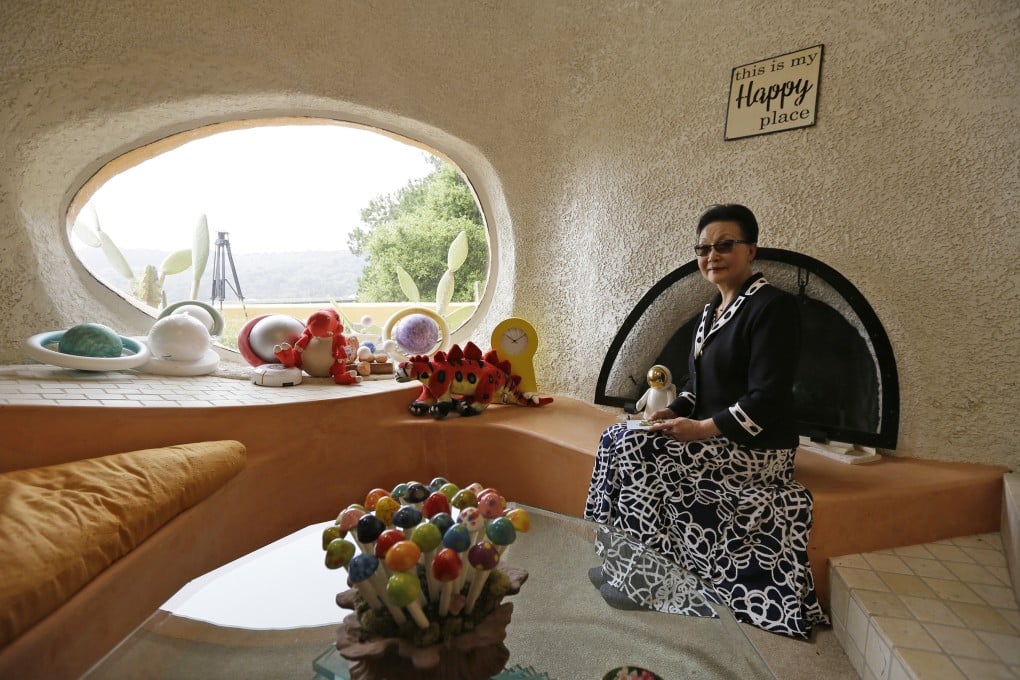 Florence Fang at ‘the Flintstone house’, in Hillsborough, California. Photo: AP