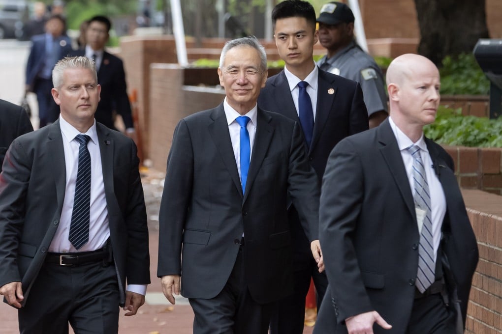 Chinese Vice-Premier Liu He (centre) in Washington last week for trade talks. Photo: EPA-EFE