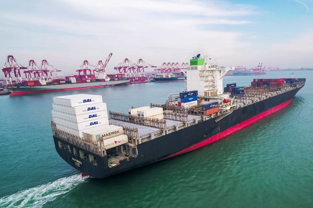 A cargo ship is seen at a port in Shandong In December 2018. Photo: AFP