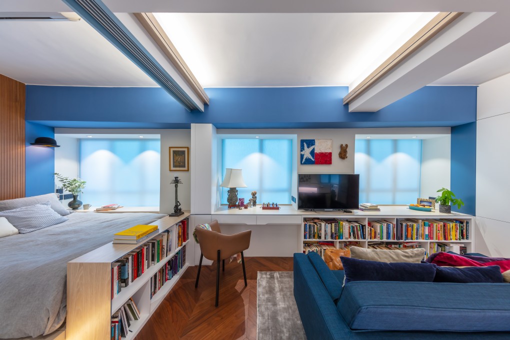 The open, light-filled living space of John Dickson’s Max Lam-designed flat in Central, Hong Kong. Photography: Dick Liu