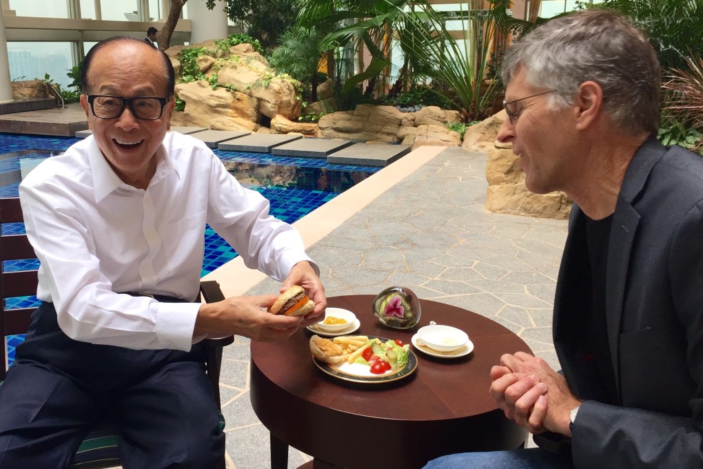 Li Ka-shing, Hong Kong’s richest businessman, and Impossible Foods founder, Dr Patrick O. Brown. Photo: Handout