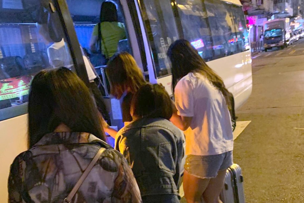 Suspects detained in Yau Ma Tei during an anti-vice operation. Photo: Handout