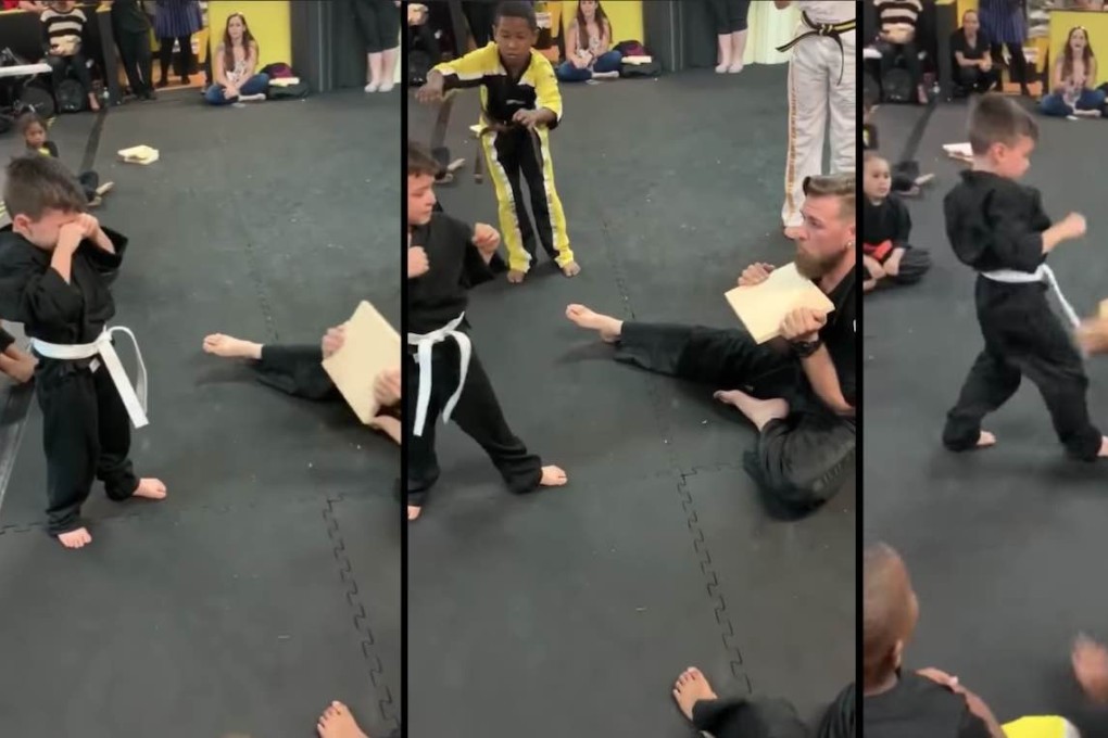 Phoenix Swonger perseveres at his martial arts class. Photo: Twitter/Claudia Swonger