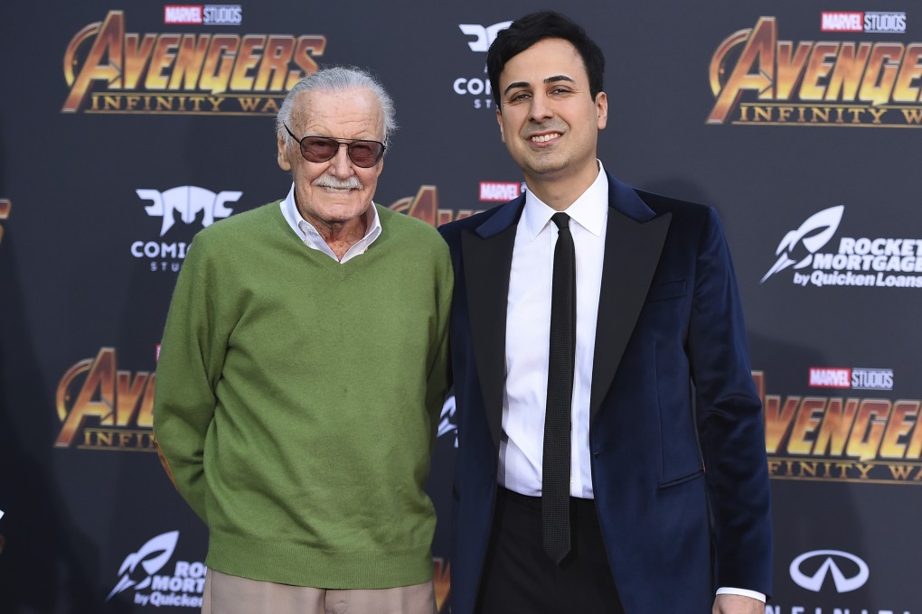 Stan Lee (left) and Keya Morgan arrive at the world premiere of Avengers: Infinity War in Los Angeles in April 2018. Photo: AP